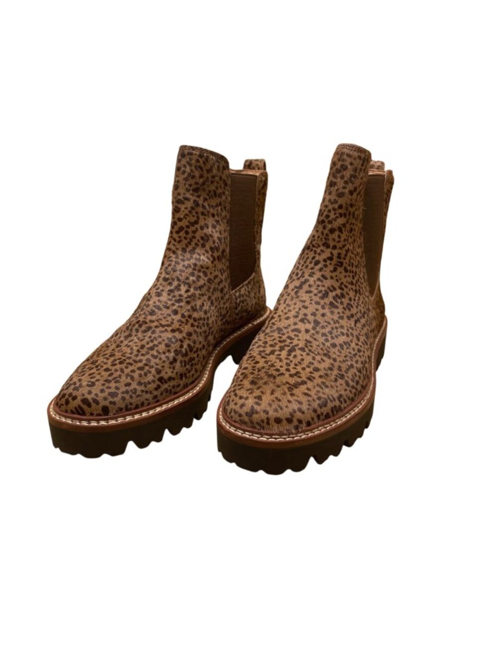 Madewell Women's Brown Calf Hair Chelsea Boots Animal Print Leather Size 8.5 - Picture 3 of 9